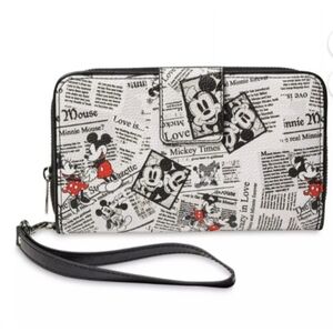Mickey and Minnie crazy in Love newspaper wallet wristlet